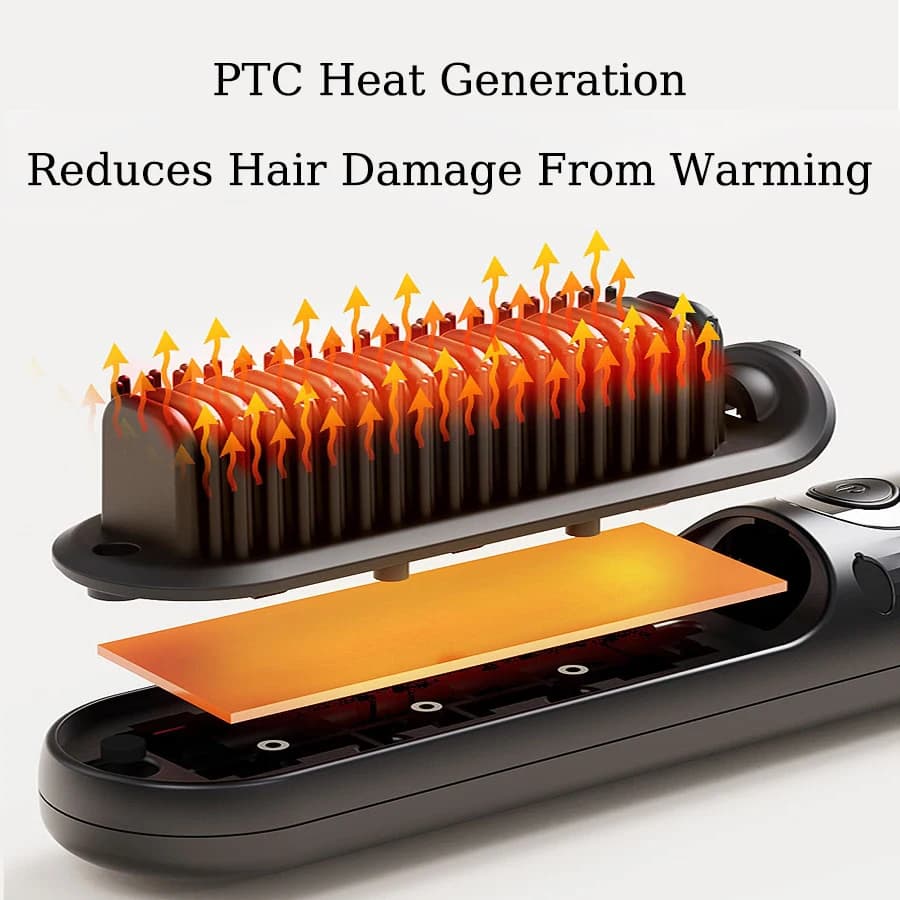 Portable Usb Rechargeable Cordless Negative Ion Electric Heated Mini Hair Straightener Brush With Led Screen