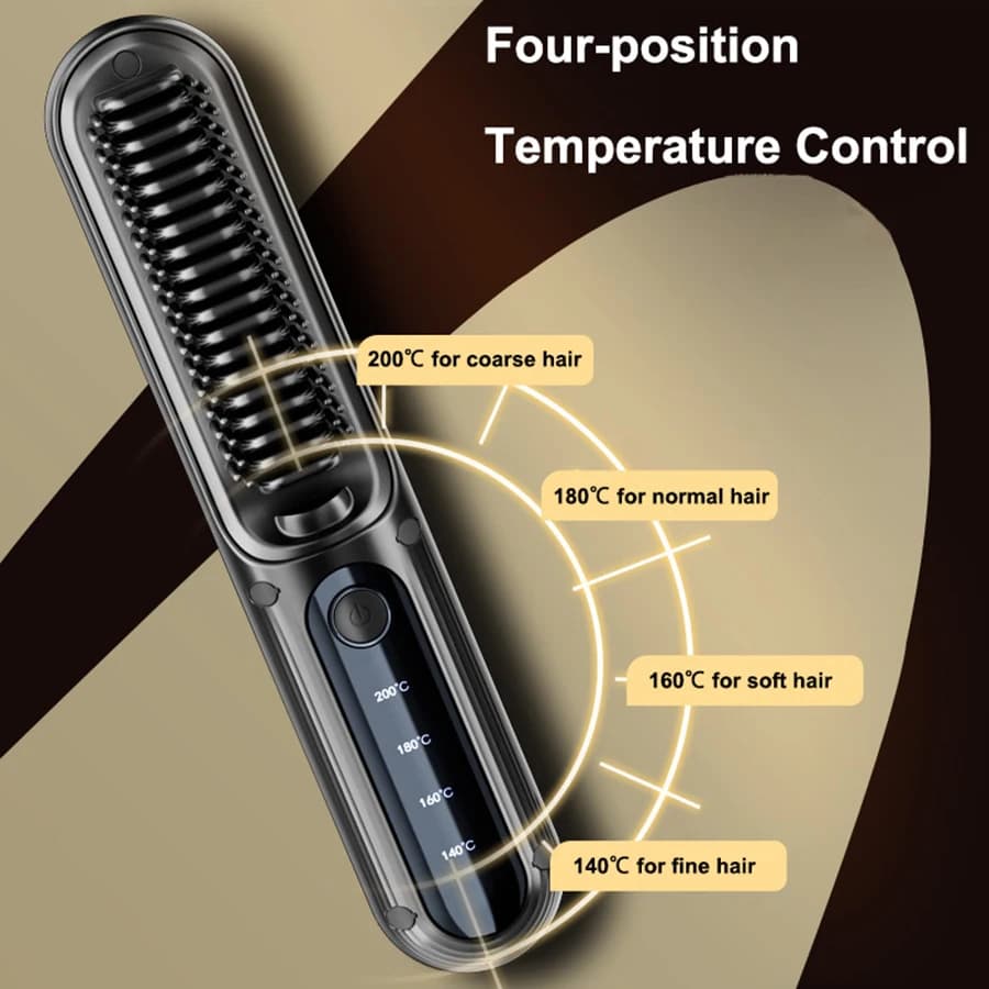 Portable Usb Rechargeable Cordless Negative Ion Electric Heated Mini Hair Straightener Brush With Led Screen